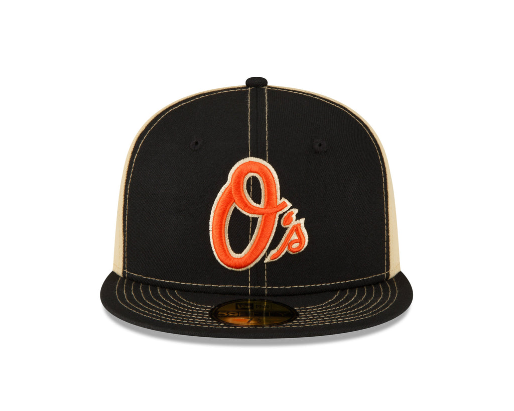 Men s Baltimore Orioles New Era Black Vegas Gold 59FIFTY Fitted Hat Official Team Hat Sports Fan Cap Official NFL Team Hat Football Fan Cap
