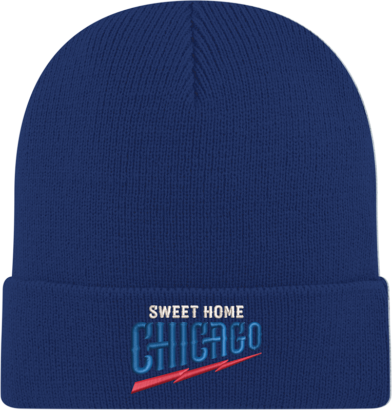 Chicago Cubs New Era Navy Guitar Bear Cuffed Knit Hat Official Team Hat Sports Fan Cap Official NFL Team Hat Football Fan Cap