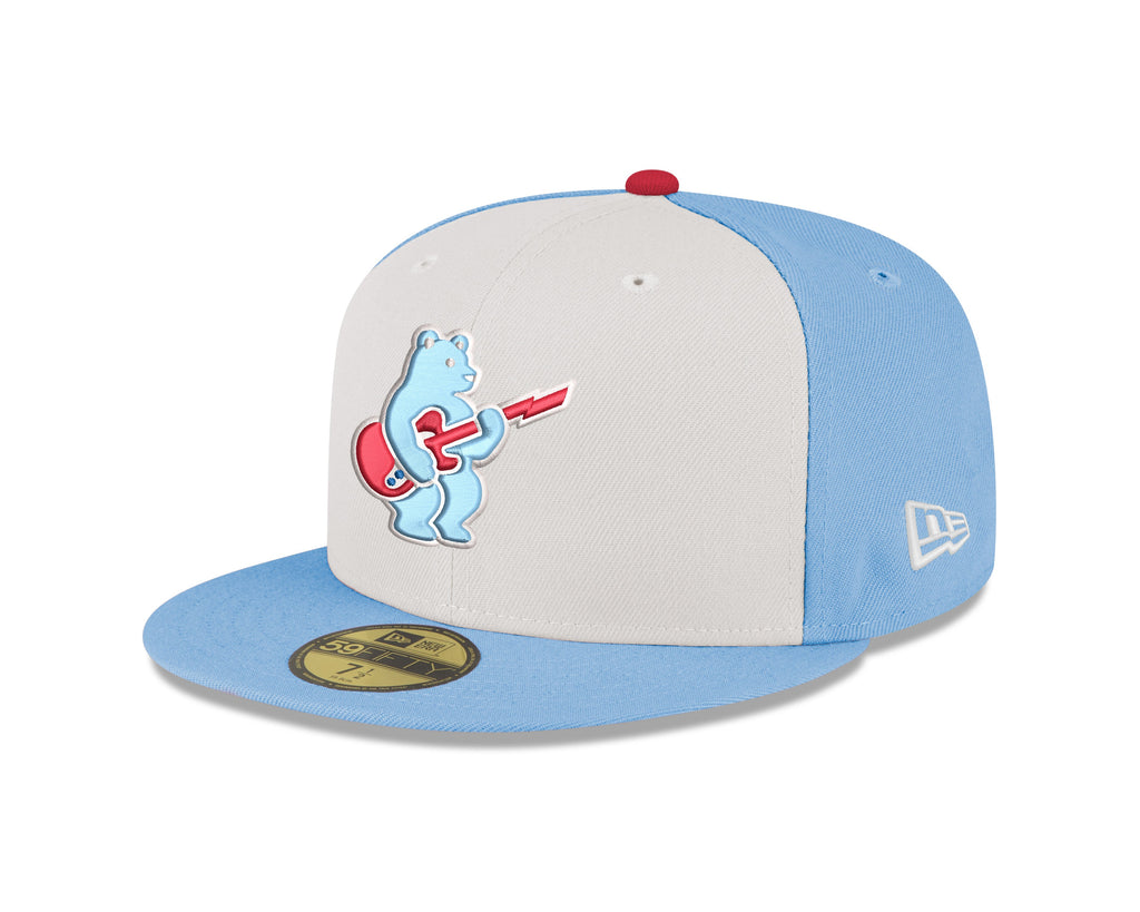 Men s Chicago Cubs New Era Chrome Sky Blue Guitar Bear Alternate 59FIFTY Fitted Hat Official Team Hat Sports Fan Cap Official NFL Team Hat Football