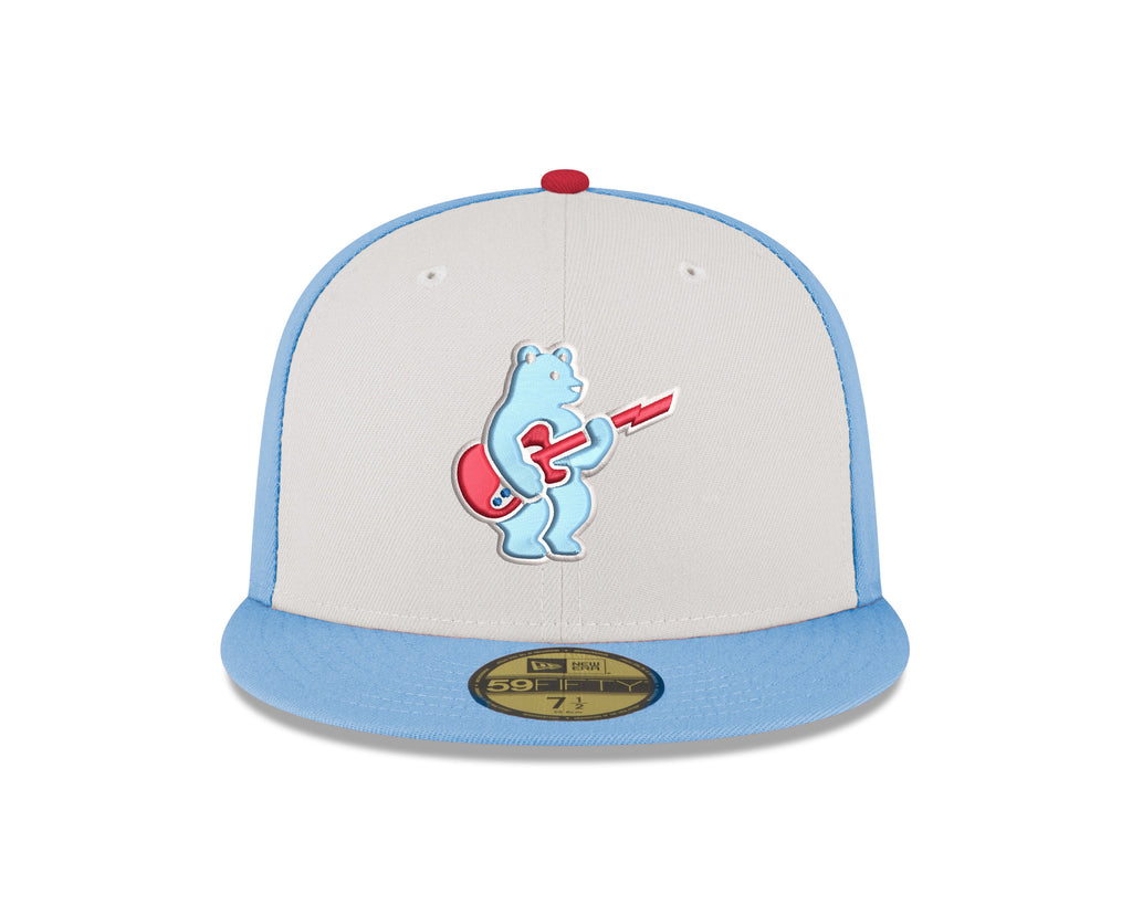Men s Chicago Cubs New Era Chrome Sky Blue Guitar Bear Alternate 59FIFTY Fitted Hat Official Team Hat Sports Fan Cap Official NFL Team Hat Football