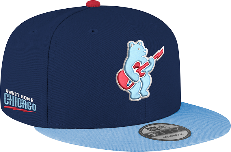 Chicago Cubs New Era Guitar Bear Alternate Navy Sky Blue 9FIFTY Snapback Hat Official Team Hat Sports Fan Cap Official NFL Team Hat Football Fan Cap
