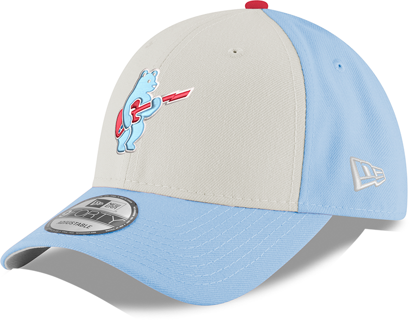 Youth Chicago Cubs Guitar Bear Alternate 9FORTY Adjustable Chrome Sky Blue Cap By New Era Official Team Hat Sports Fan Cap Official NFL Team Hat
