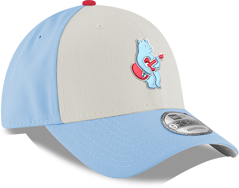 Youth Chicago Cubs Guitar Bear Alternate 9FORTY Adjustable Chrome Sky Blue Cap By New Era Official Team Hat Sports Fan Cap Official NFL Team Hat
