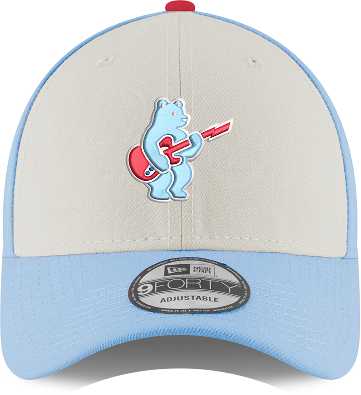 Youth Chicago Cubs Guitar Bear Alternate 9FORTY Adjustable Chrome Sky Blue Cap By New Era Official Team Hat Sports Fan Cap Official NFL Team Hat