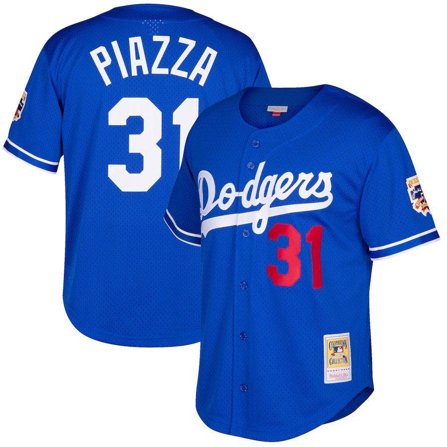 Men s Los Angeles Dodgers Mike Piazza Mitchell And Ness Royal Cooperstown Collection Mesh Batting Practice Jersey Official Team Jersey Sports Fan