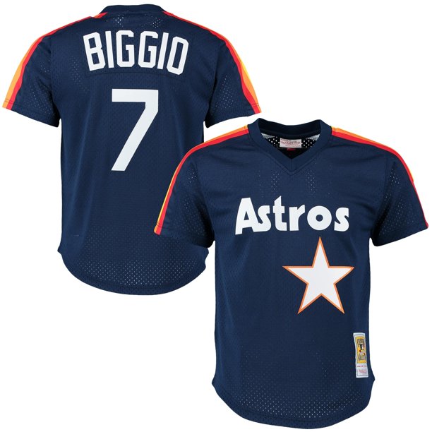 Men s Craig Biggio Houston Astros Mitchell And Ness Cooperstown Mesh Batting Practice Jersey - Navy Official Team Jersey Sports Fan Apparel Official