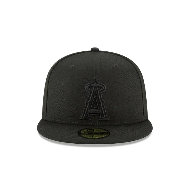 Anaheim Angels Tonal Black On Black 59Fifty Fitted Hat Official Team Hat Sports Fan Cap Official NFL Team Hat Football Fan Cap