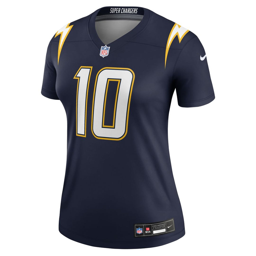 Justin Herbert Los Angeles Chargers Nike Women's Alternate Super Chargers Legend Player Performance Top - Navy