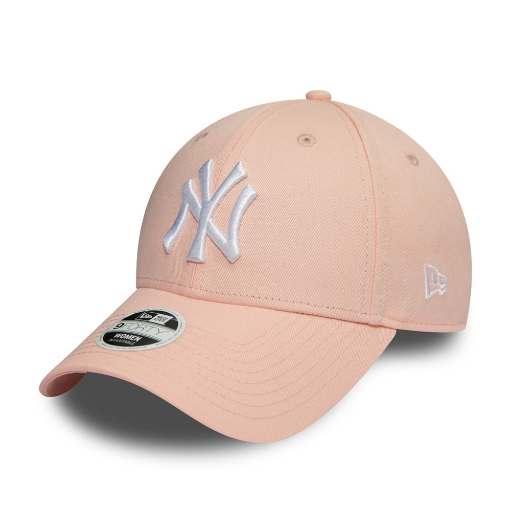 New York Yankees MLB League Essential 9FORTY Women Strapback Light Pink White Official Team Hat Sports Fan Cap Official NFL Team Hat Football Fan Cap