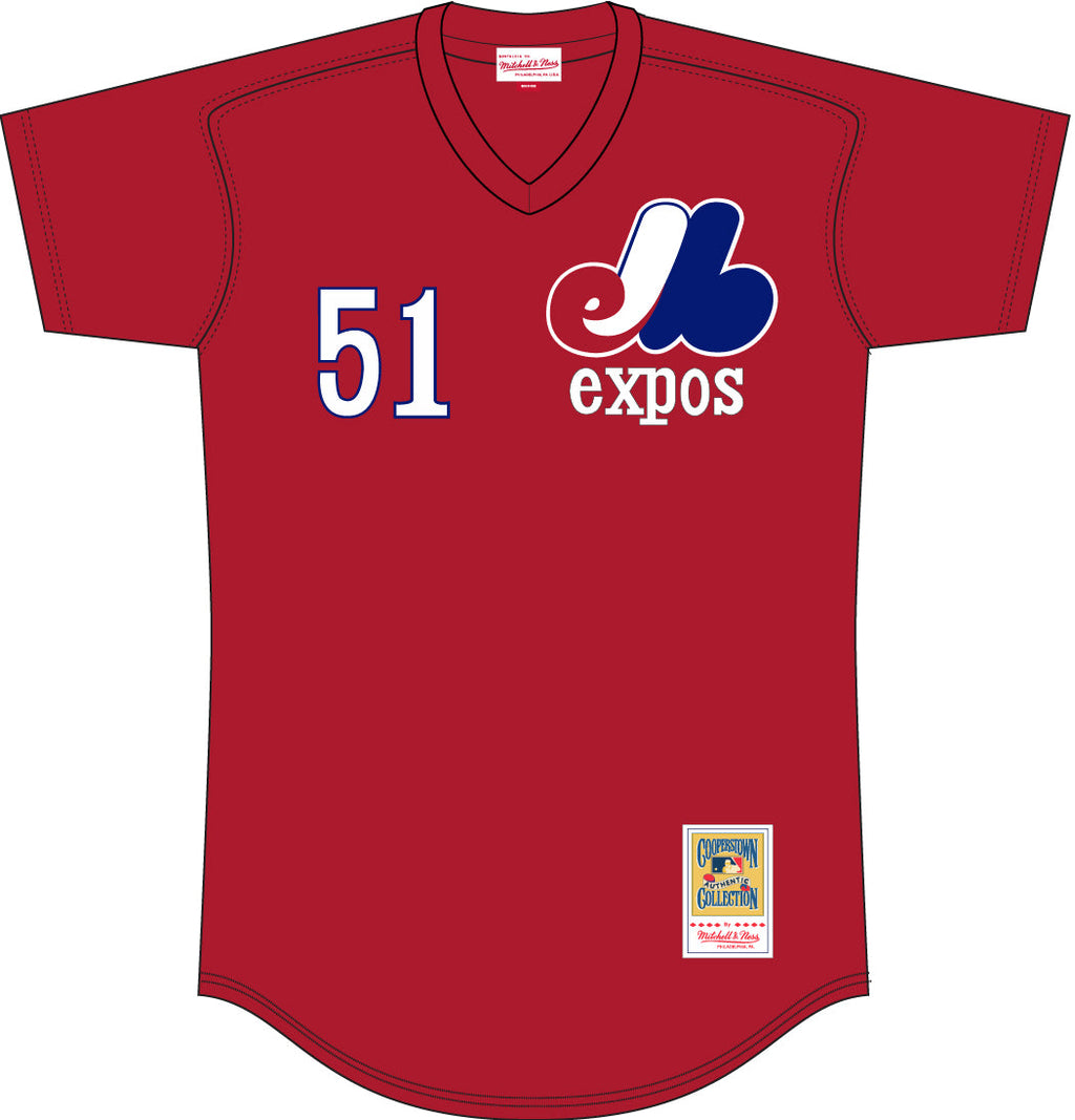 Men s Randy Johnson Montreal Expos Mitchell And Ness Batting Practice Jersey - Red Official Team Jersey Sports Fan Apparel Official NFL Team Jersey