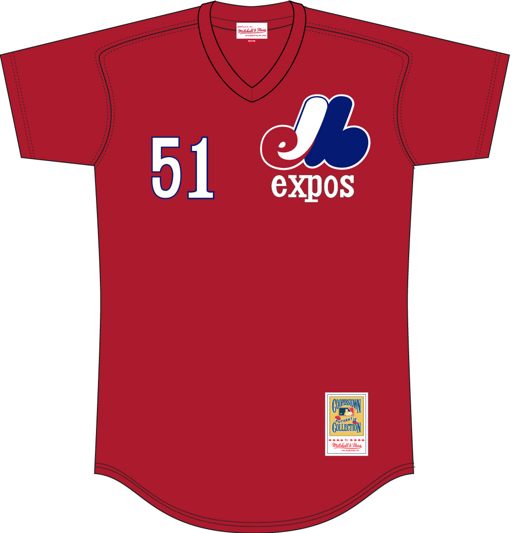 Men s Randy Johnson Montreal Expos Mitchell And Ness Batting Practice Jersey - Red Official Team Jersey Sports Fan Apparel Official NFL Team Jersey