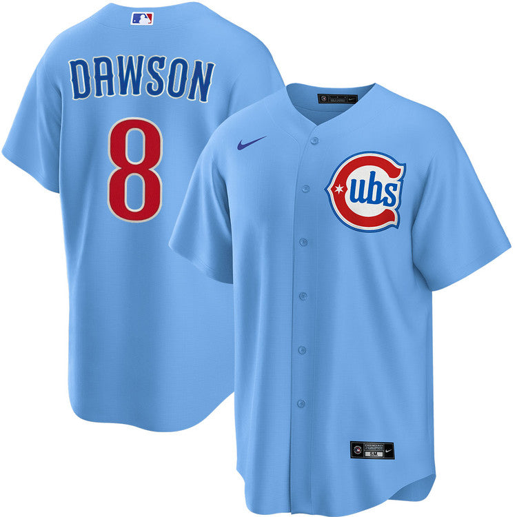 NIKE Men s Chicago Cubs Andre Dawson 8 Light Blue 2nd Alternate Replica Jersey Official Team Jersey Sports Fan Apparel Official NFL Team Jersey