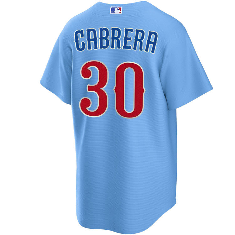 NIKE Men s Chicago Cubs Edward Cabrera 30 Light Blue 2nd Alternate Replica Jersey Official Team Jersey Sports Fan Apparel Official NFL Team Jersey