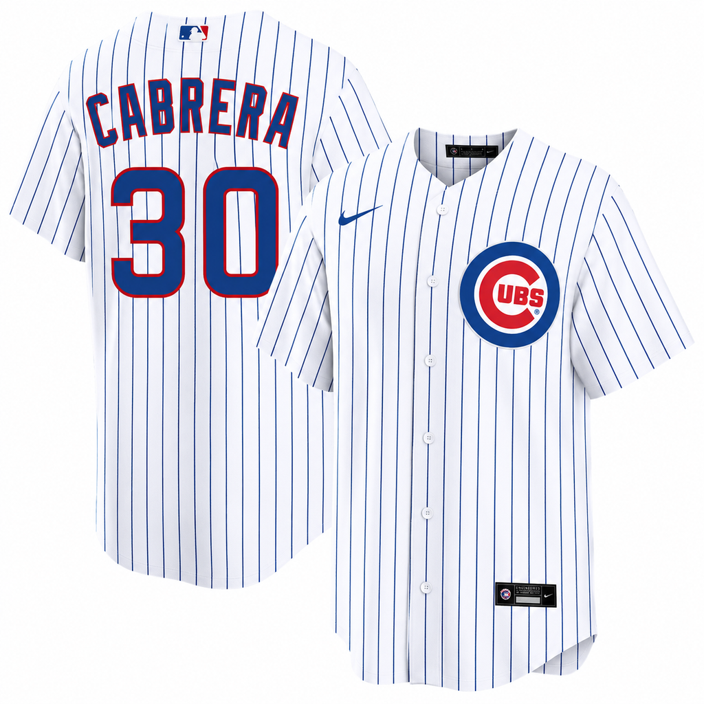 NIKE Men s Edward Cabrera Chicago Cubs Premium Twill White Home Replica Jersey With Authentic Premium Lettering Official Team Jersey Sports Fan