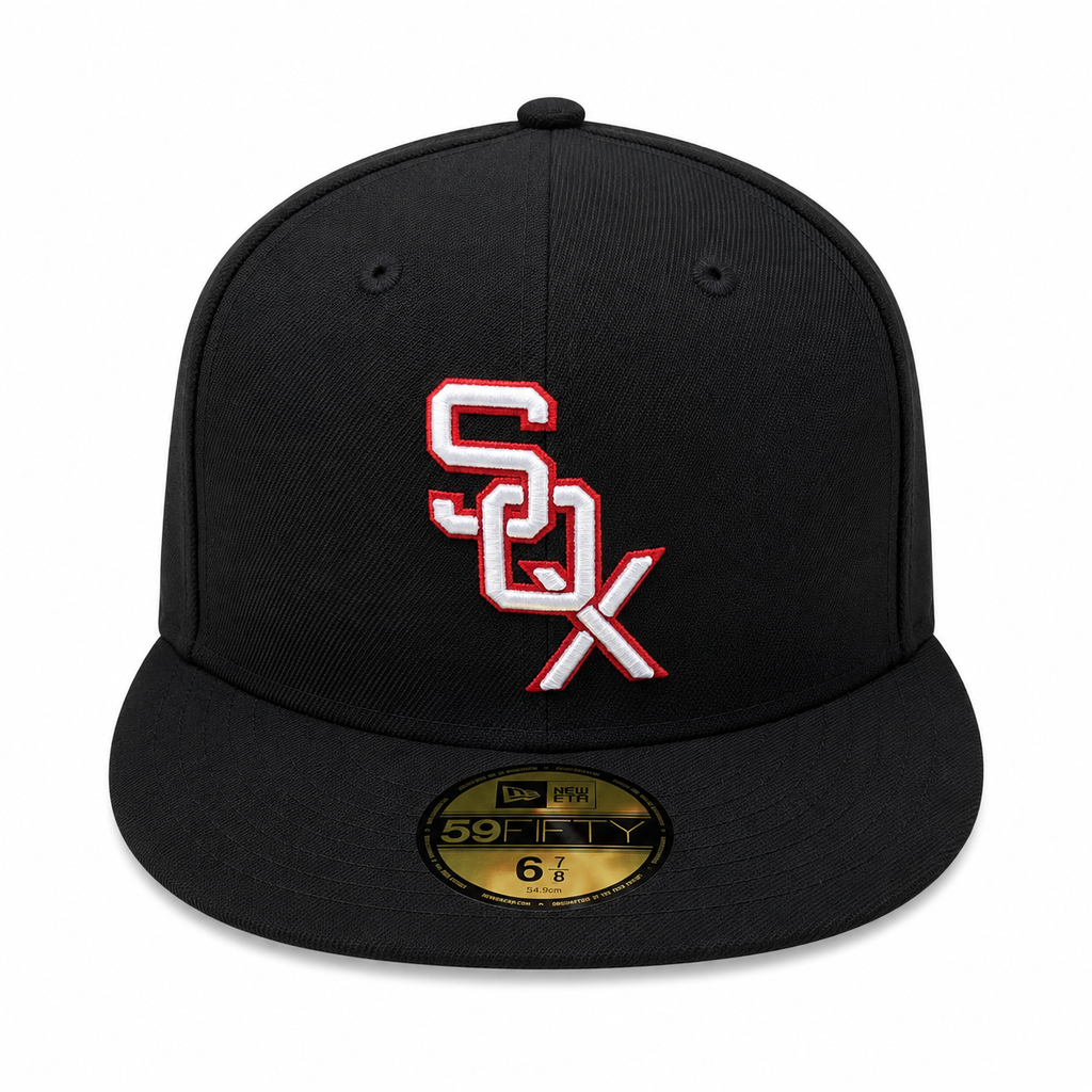Chicago White Sox 1959 New Era Cooperstown Classics Black 59FIFTY Fitted Hat Official Team Hat Sports Fan Cap Official NFL Team Hat Football Fan Cap