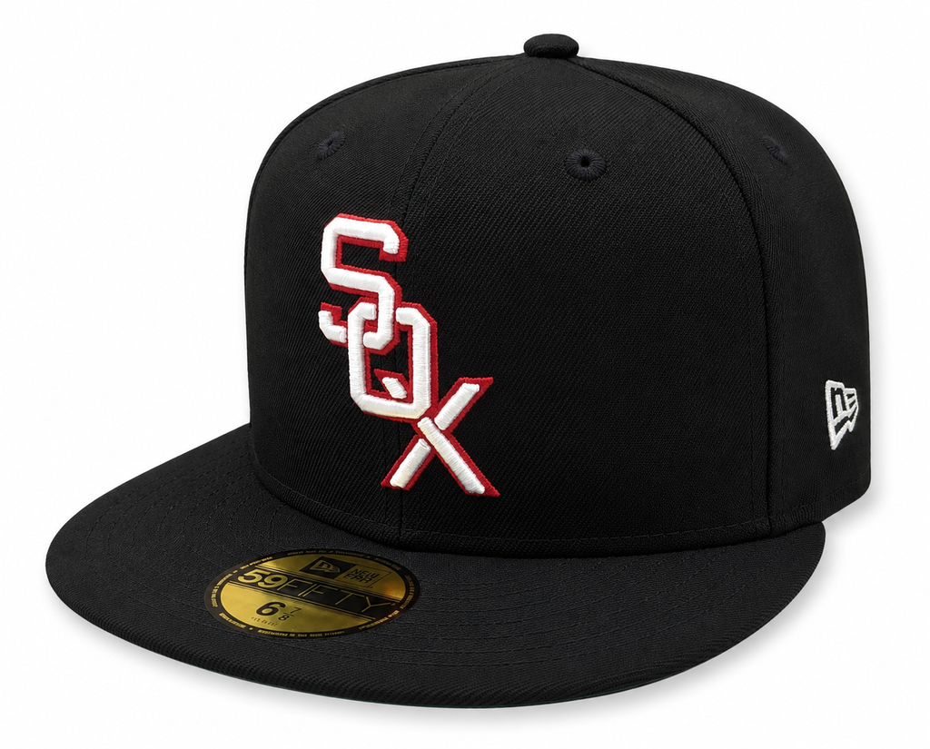 Chicago White Sox 1959 New Era Cooperstown Classics Black 59FIFTY Fitted Hat Official Team Hat Sports Fan Cap Official NFL Team Hat Football Fan Cap