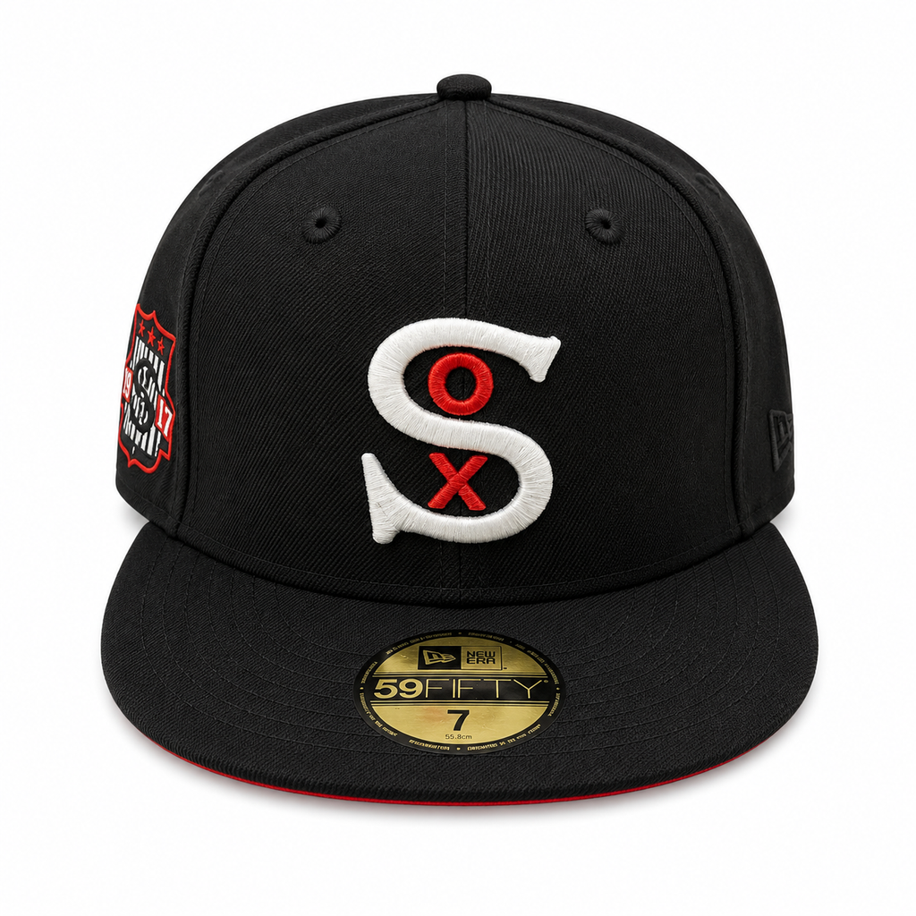 Chicago White Sox New Era Black Wool 1917 59FIFTY Fitted Hat Official Team Hat Sports Fan Cap Official NFL Team Hat Football Fan Cap