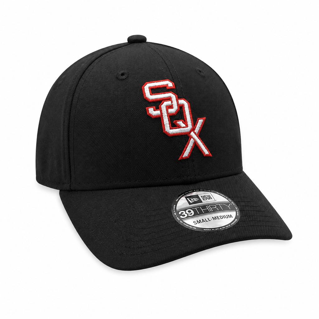 Chicago White Sox 1959 Cooperstown Classics Black 39THIRTY Flex Fit New Era Hat Official Team Hat Sports Fan Cap Official NFL Team Hat Football Fan