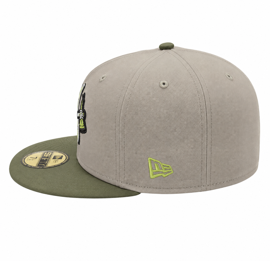 Atlanta Braves New Era 2 Tone Stone Green Bark Sevendust Home inspired 59FIFTY Fitted Hat Official Team Hat Sports Fan Cap Official NFL Team Hat