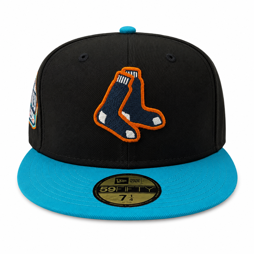 Boston Red Sox New Era Black Pine Hellbilly Deluxe 59FIFTY Fitted Hat Official Team Hat Sports Fan Cap Official NFL Team Hat Football Fan Cap