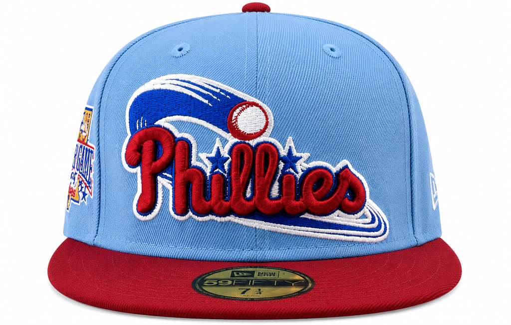 Philadelphia Phillies MLB 1996 ASG 2 Tone Sky Blue Cardinal New Era 59FIFTY Fitted Hat Official Team Hat Sports Fan Cap Official NFL Team Hat