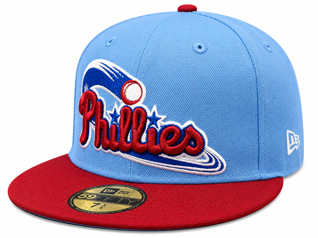 Philadelphia Phillies MLB 1996 ASG 2 Tone Sky Blue Cardinal New Era 59FIFTY Fitted Hat Official Team Hat Sports Fan Cap Official NFL Team Hat