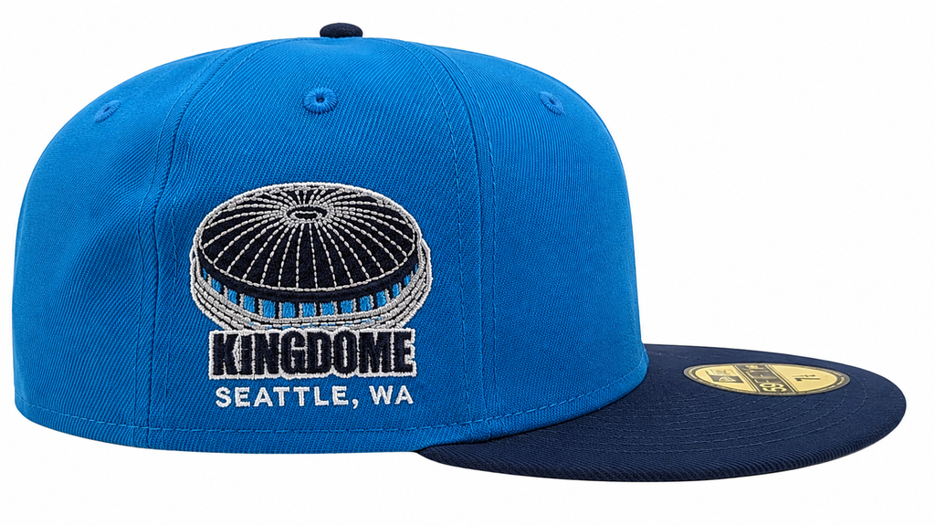 Seattle Mariners New Era 2 Tone Sunwash Ocean Blue Nirvana Nevermind Inspired 59FIFTY Fitted Hat Official Team Hat Sports Fan Cap Official NFL Team