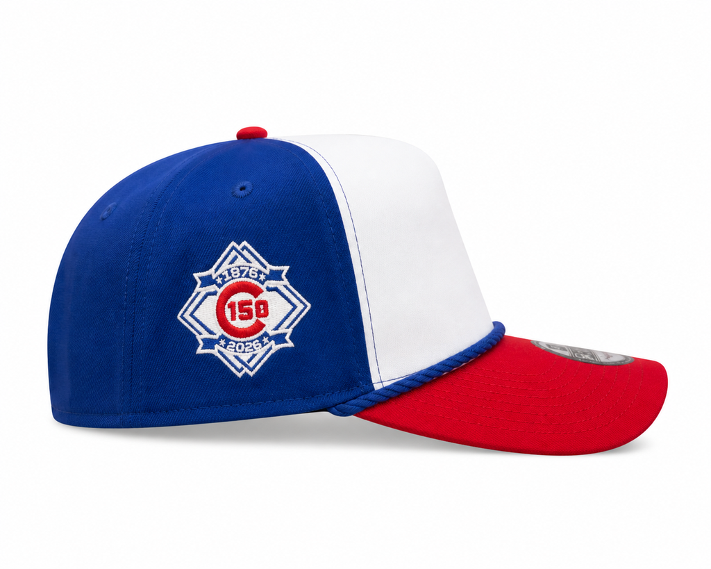 Chicago Cubs New Era Blue A-Frame 150th Anniversary Rope Waving Bear 9FIFTY Snapback Hat Official Team Hat Sports Fan Cap Official NFL Team Hat