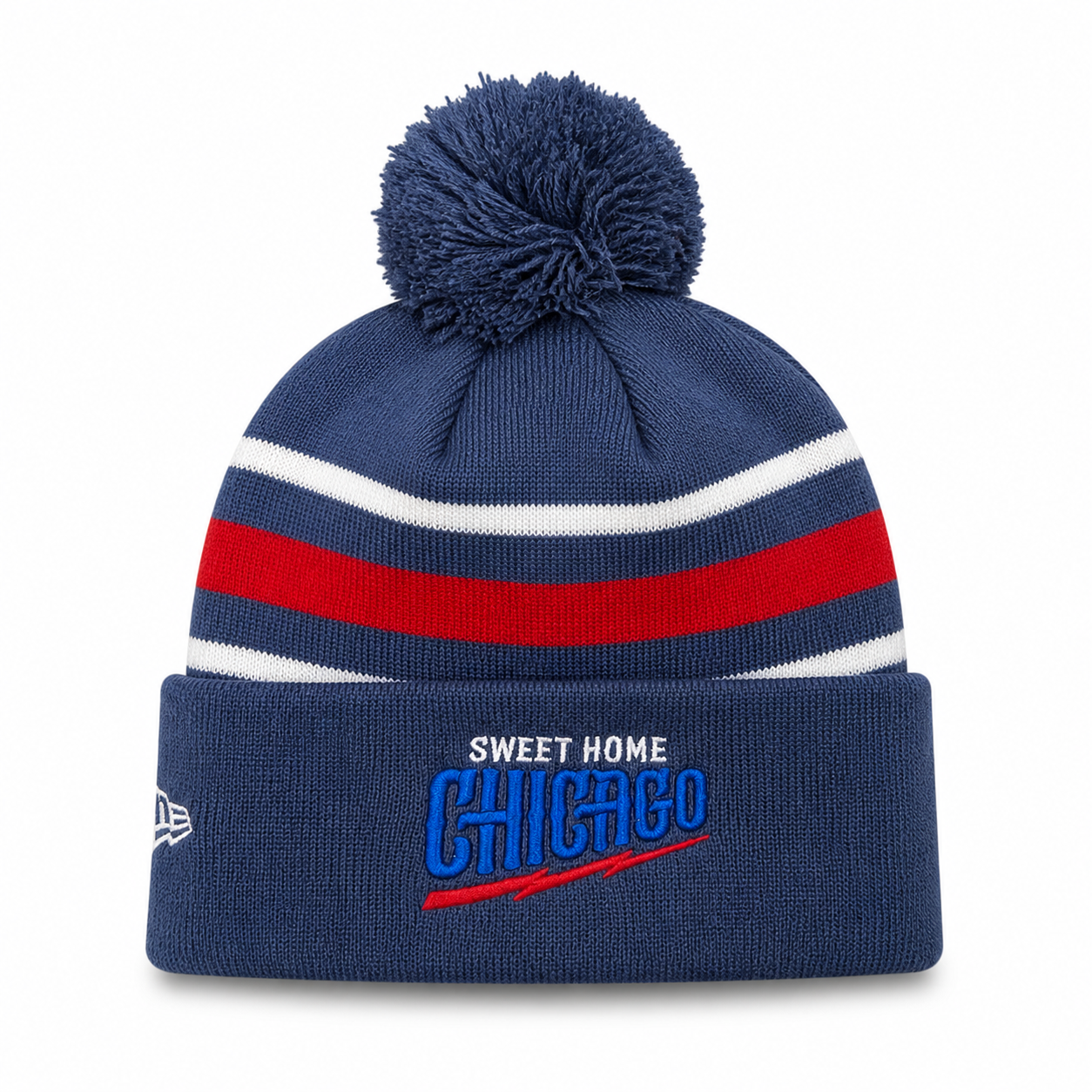 Chicago Cubs New Era Navy 2nd Alternate Guitar Bear Cuffed Knit Hat with Pom Official Team Hat Sports Fan Cap Official NFL Team Hat Football Fan Cap