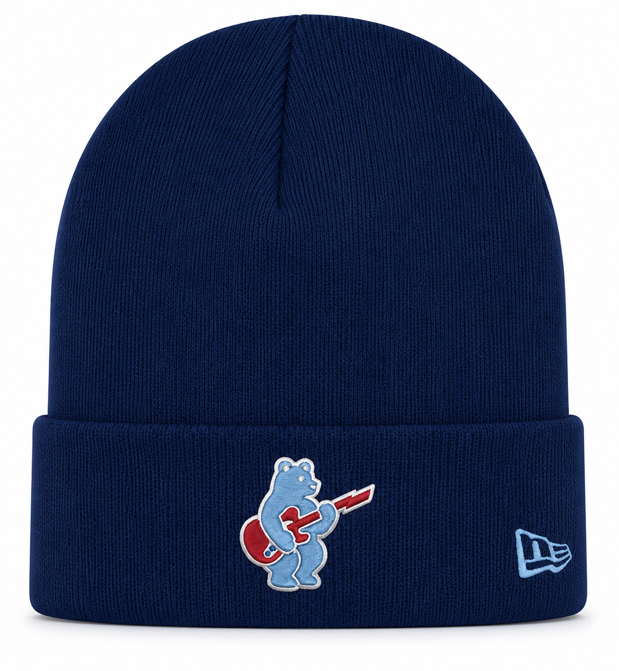 Chicago Cubs New Era Navy Guitar Bear Cuffed Knit Hat Official Team Hat Sports Fan Cap Official NFL Team Hat Football Fan Cap