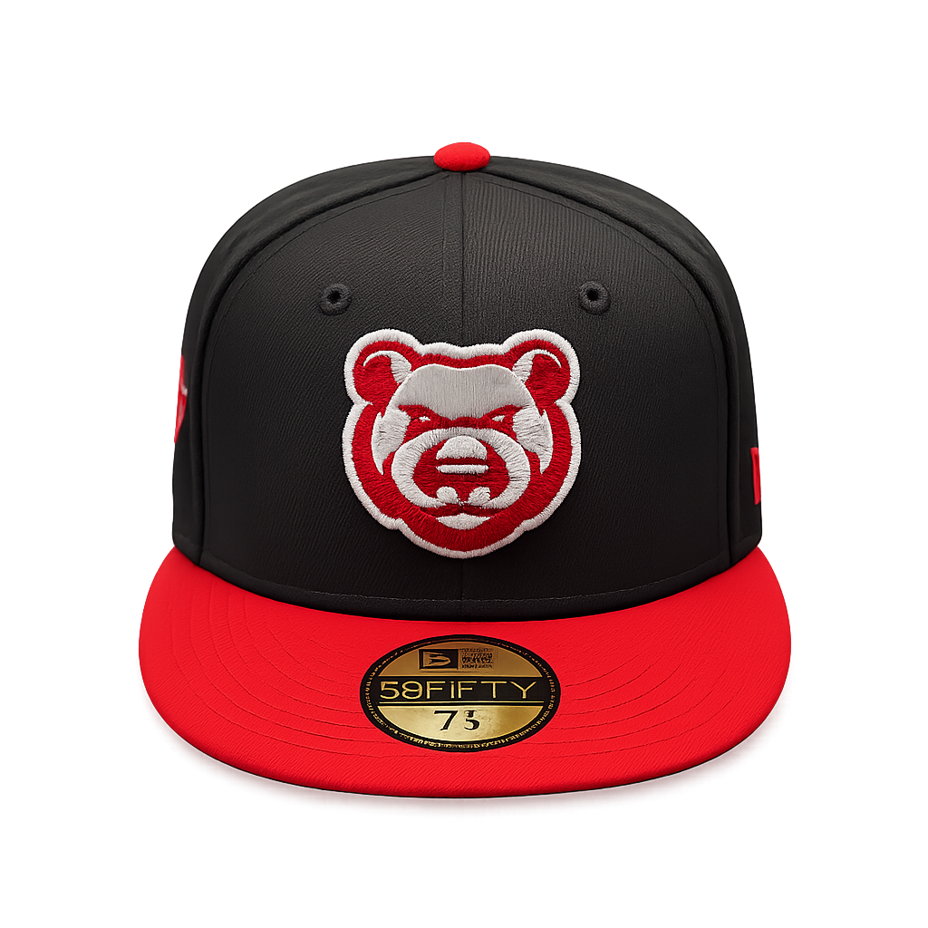 Iowa Cubs New Era MILB 2 Tone Black Red 59FIFTY Fitted Hat Official Team Hat Sports Fan Cap Official NFL Team Hat Football Fan Cap
