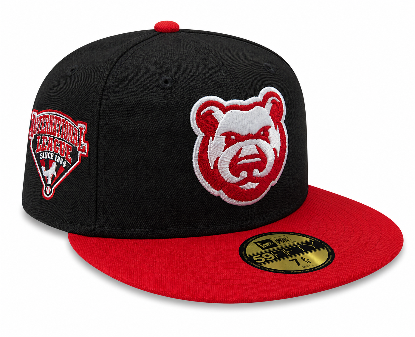 Iowa Cubs New Era MILB 2 Tone Black Red 59FIFTY Fitted Hat Official Team Hat Sports Fan Cap Official NFL Team Hat Football Fan Cap