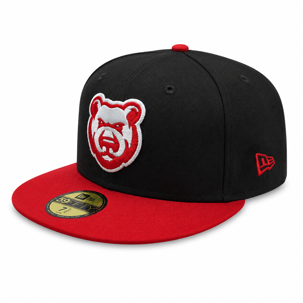 Iowa Cubs New Era MILB 2 Tone Black Red 59FIFTY Fitted Hat Official Team Hat Sports Fan Cap Official NFL Team Hat Football Fan Cap