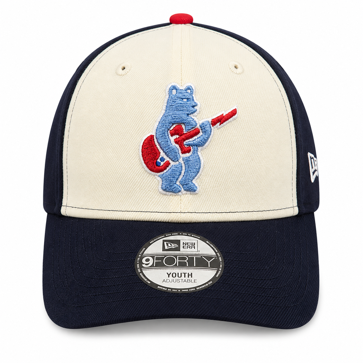 Youth Chicago Cubs Alternate 2 Guitar Bear 9FORTY Adjustable Chrome Navy Blue Cap By New Era Official Team Hat Sports Fan Cap Official NFL Team Hat