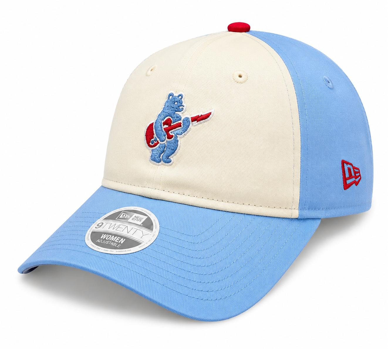 Women s Chicago Cubs Guitar Bear Alternate Micro Baby Blue New Era 9TWENTY Adjustable Hat Official Team Hat Sports Fan Cap Official NFL Team Hat