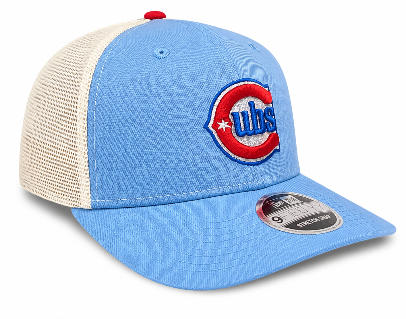 Chicago Cubs New Era Sky Blue Red Alternate 2 9SEVENTY Trucker Hat Official Team Hat Sports Fan Cap Official NFL Team Hat Football Fan Cap