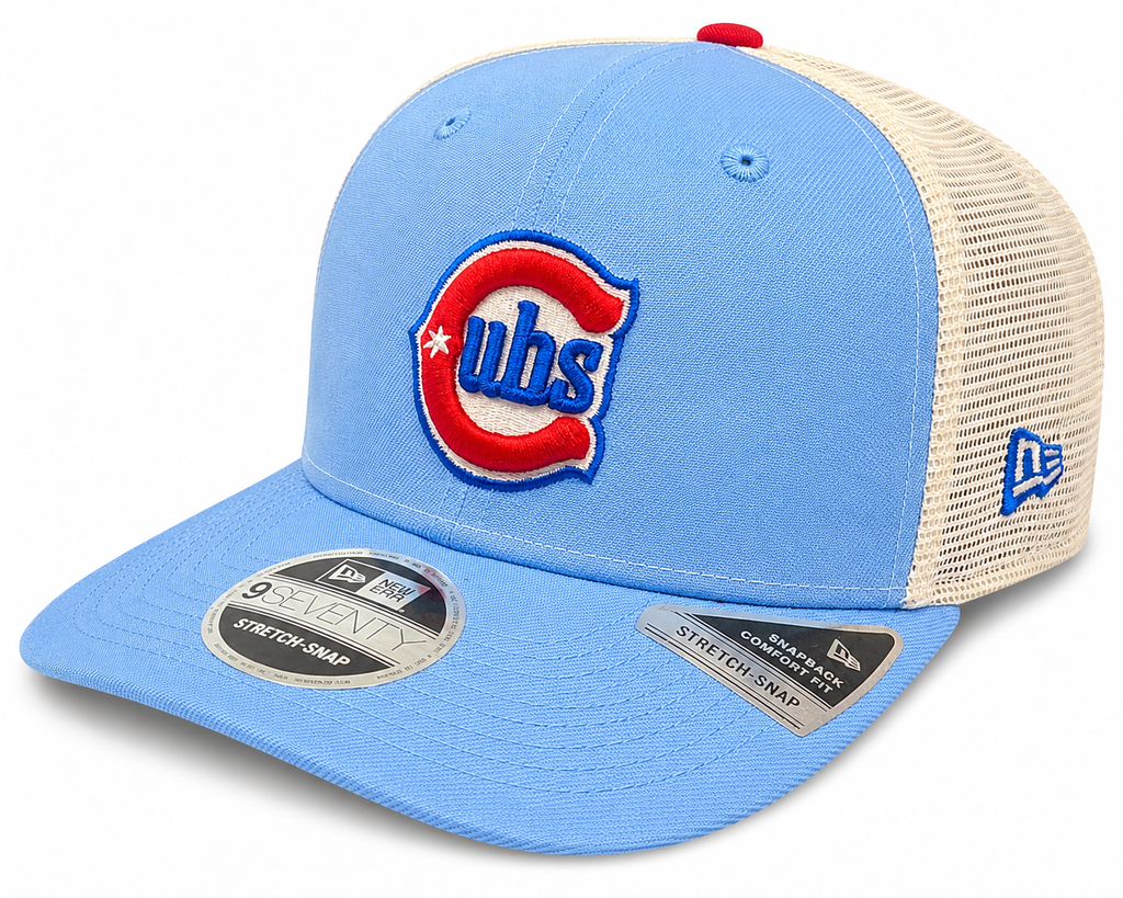 Chicago Cubs New Era Sky Blue Red Alternate 2 9SEVENTY Trucker Hat Official Team Hat Sports Fan Cap Official NFL Team Hat Football Fan Cap