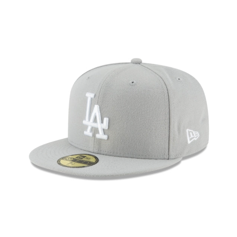 Los Angeles Dodgers MLB League Essential 59FIFTY Fitted New Era Gray White Official Team Hat Sports Fan Cap Official NFL Team Hat Football Fan Cap