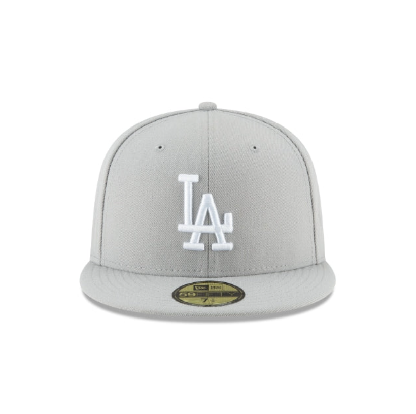 Los Angeles Dodgers MLB League Essential 59FIFTY Fitted New Era Gray White Official Team Hat Sports Fan Cap Official NFL Team Hat Football Fan Cap