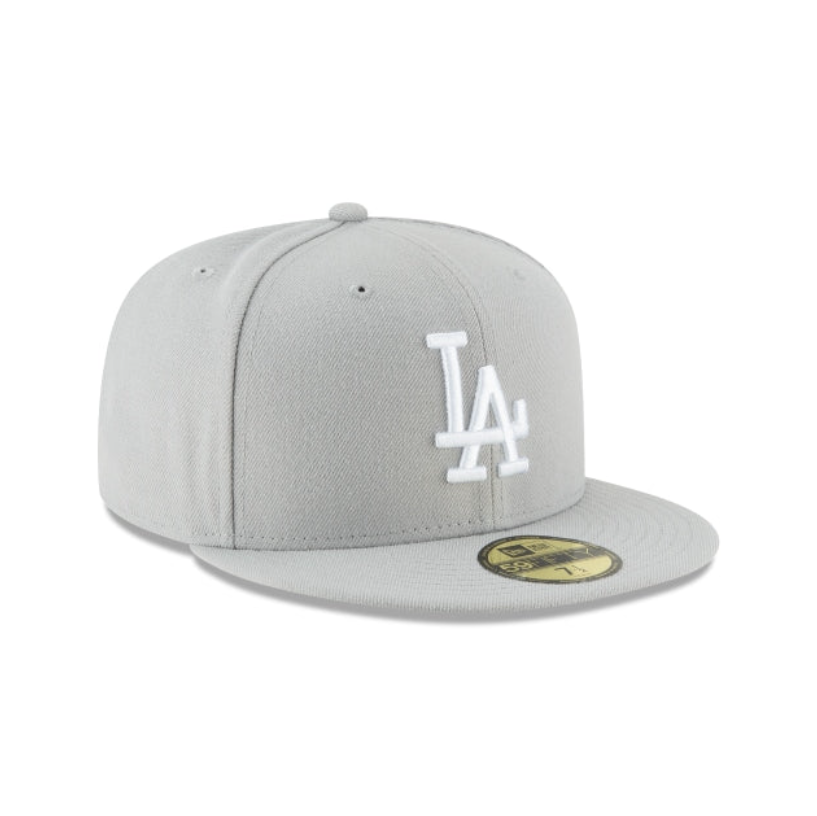 Los Angeles Dodgers MLB League Essential 59FIFTY Fitted New Era Gray White Official Team Hat Sports Fan Cap Official NFL Team Hat Football Fan Cap