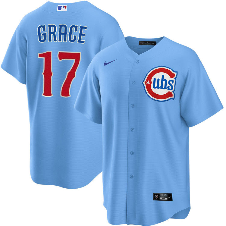 NIKE Men s Chicago Cubs Mark Grace 17 Light Blue 2nd Alternate Replica Jersey Official Team Jersey Sports Fan Apparel Official NFL Team Jersey