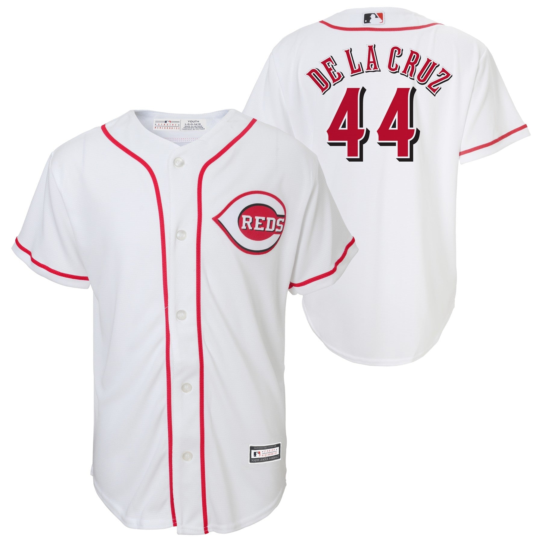 Youth Cincinnati Reds Elly De La Cruz MLB Home Replica Screen Print Jersey Official Team Jersey Sports Fan Apparel Official NFL Team Jersey Football