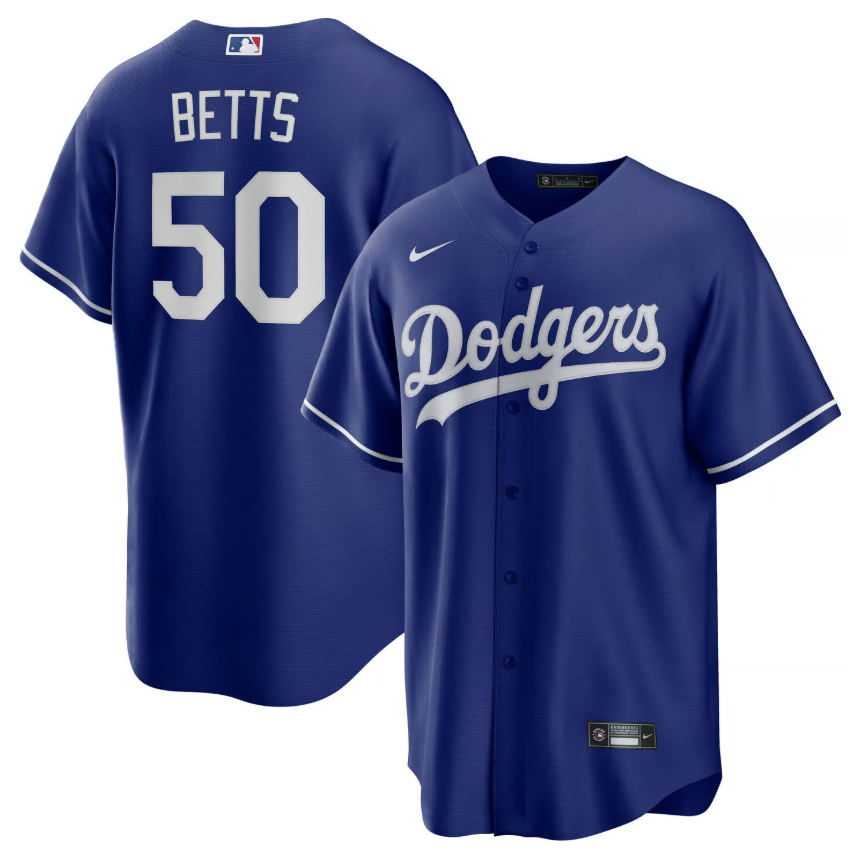 Mookie Betts Los Angeles Dodgers MLB Road Replica Jersey Nike Official Team Jersey Sports Fan Apparel Official NFL Team Jersey Football Fan Apparel