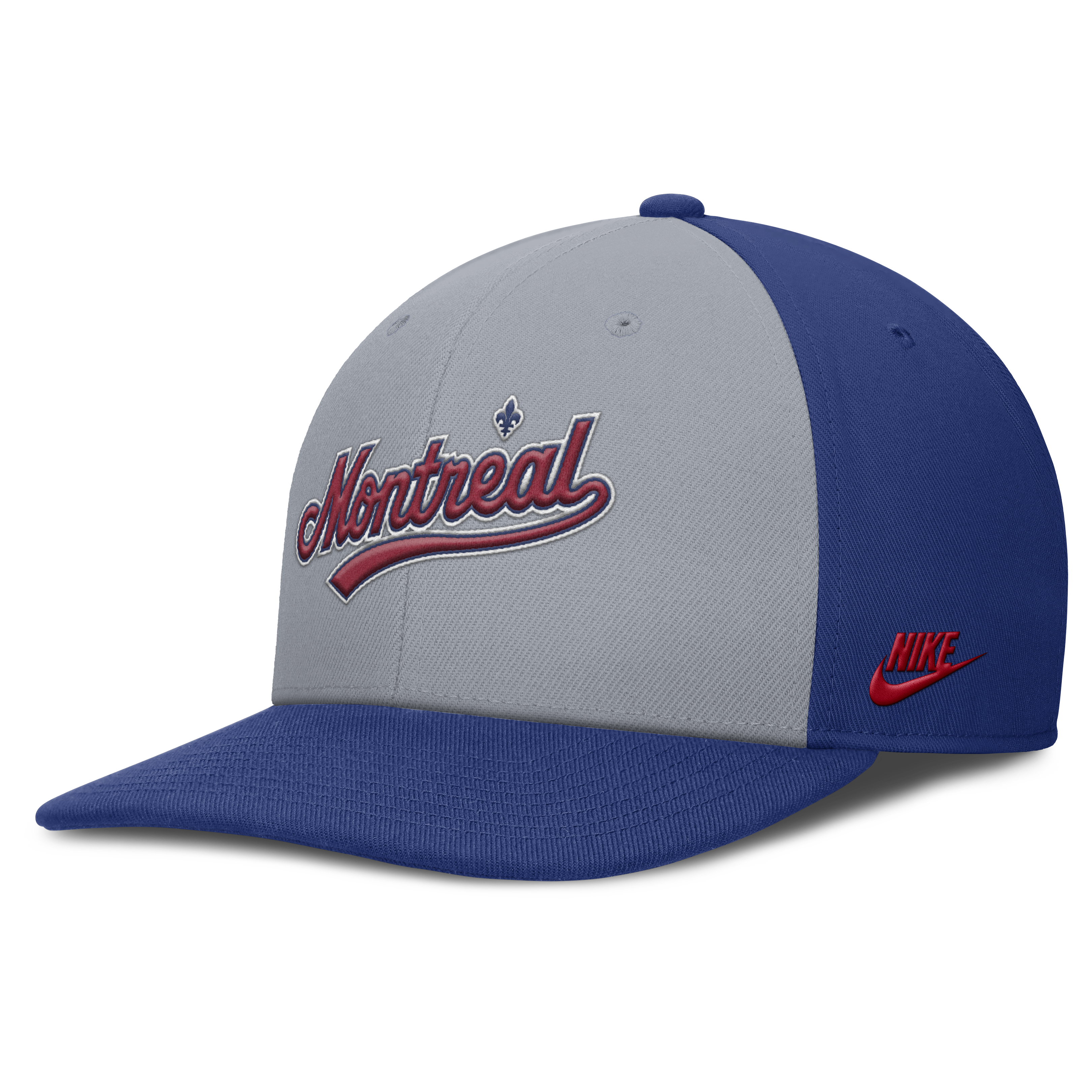 Montreal Expos Nike Gray Royal Dri-Fit Pro Snapback Hat Official Team Hat Sports Fan Cap Official NFL Team Hat Football Fan Cap