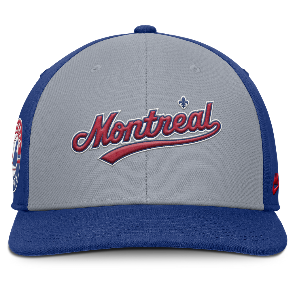 Montreal Expos Nike Gray Royal Dri-Fit Pro Snapback Hat Official Team Hat Sports Fan Cap Official NFL Team Hat Football Fan Cap