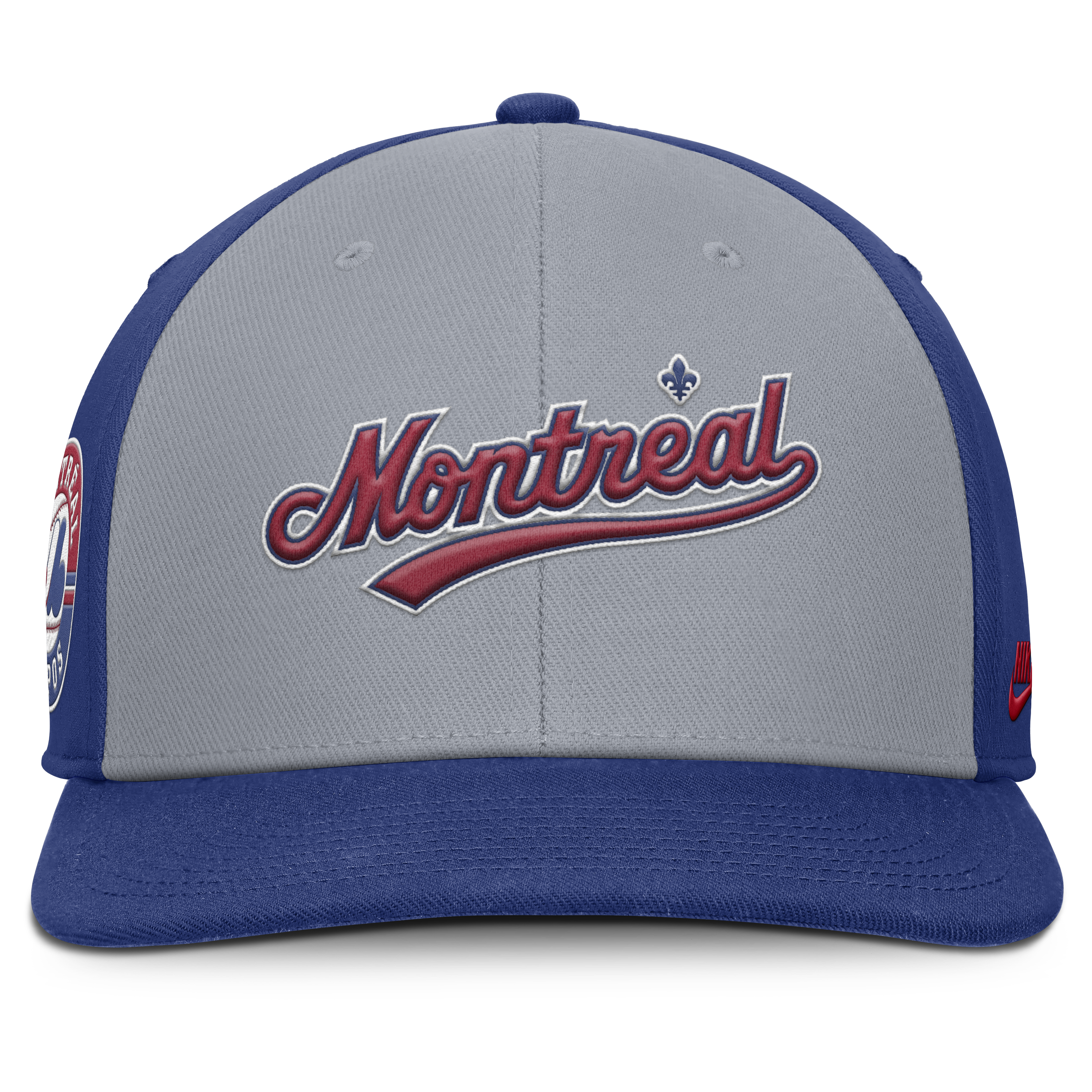 Montreal Expos Nike Gray Royal Dri-Fit Pro Snapback Hat Official Team Hat Sports Fan Cap Official NFL Team Hat Football Fan Cap