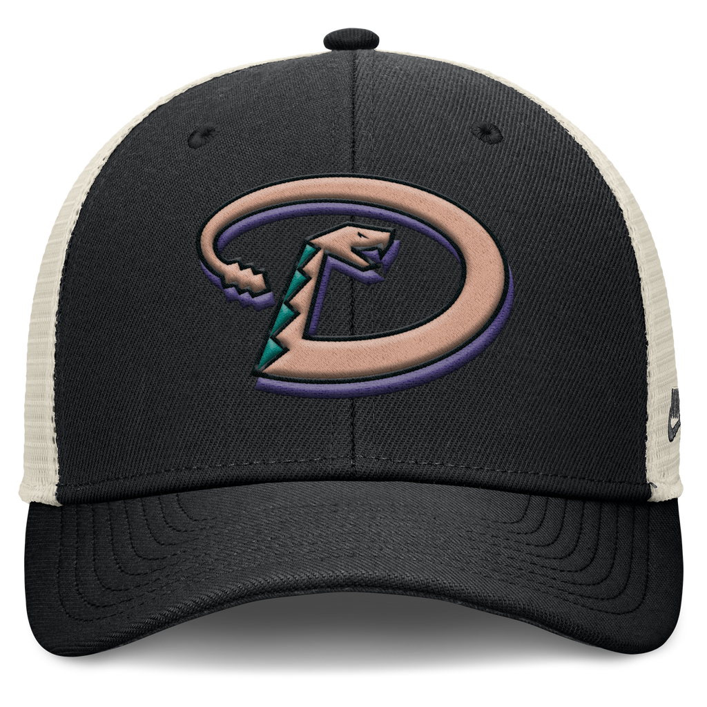 Arizona Diamondbacks Nike Rise Black Adjustable Snapback Trucker Hat Official Team Hat Sports Fan Cap Official NFL Team Hat Football Fan Cap