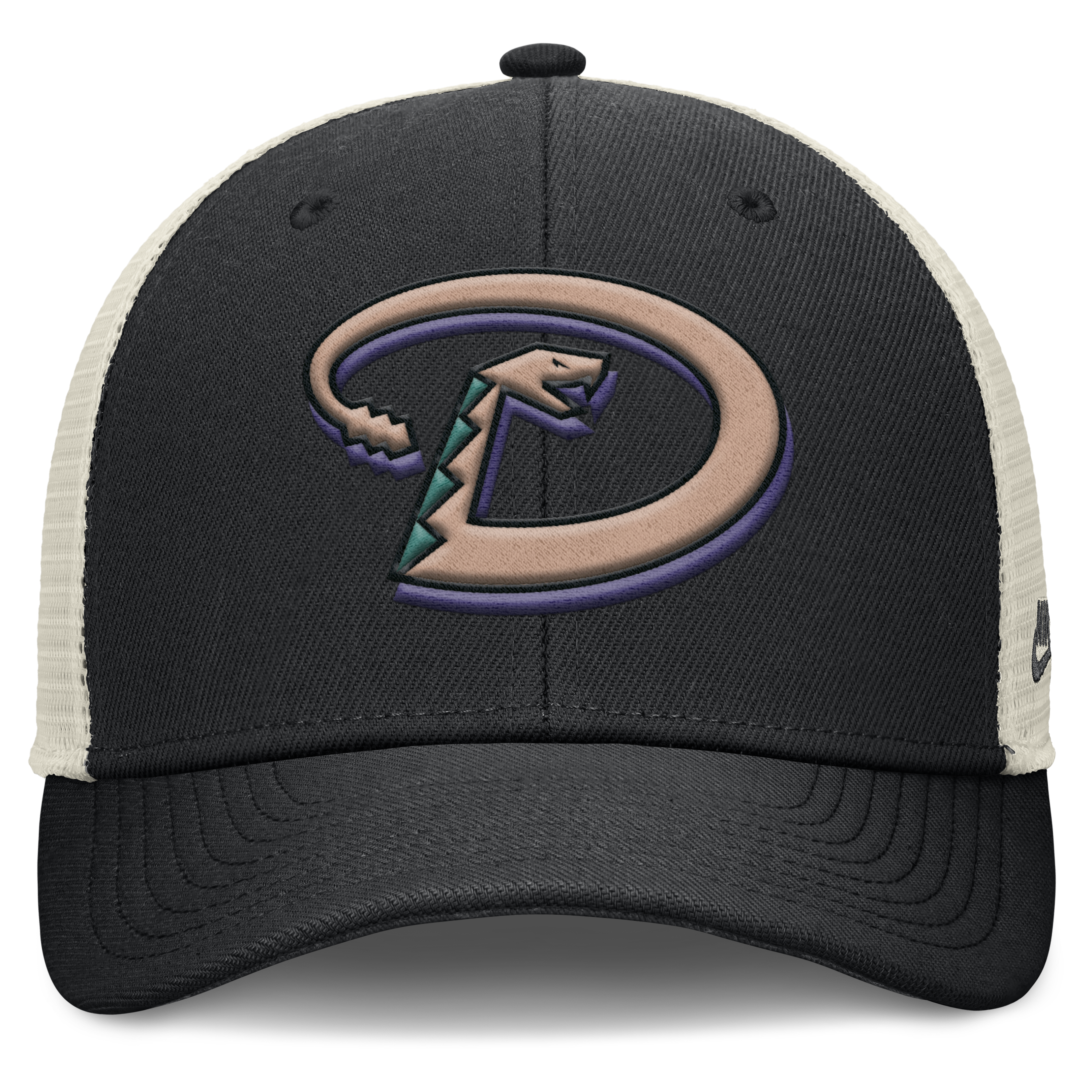 Arizona Diamondbacks Nike Rise Black Adjustable Snapback Trucker Hat Official Team Hat Sports Fan Cap Official NFL Team Hat Football Fan Cap