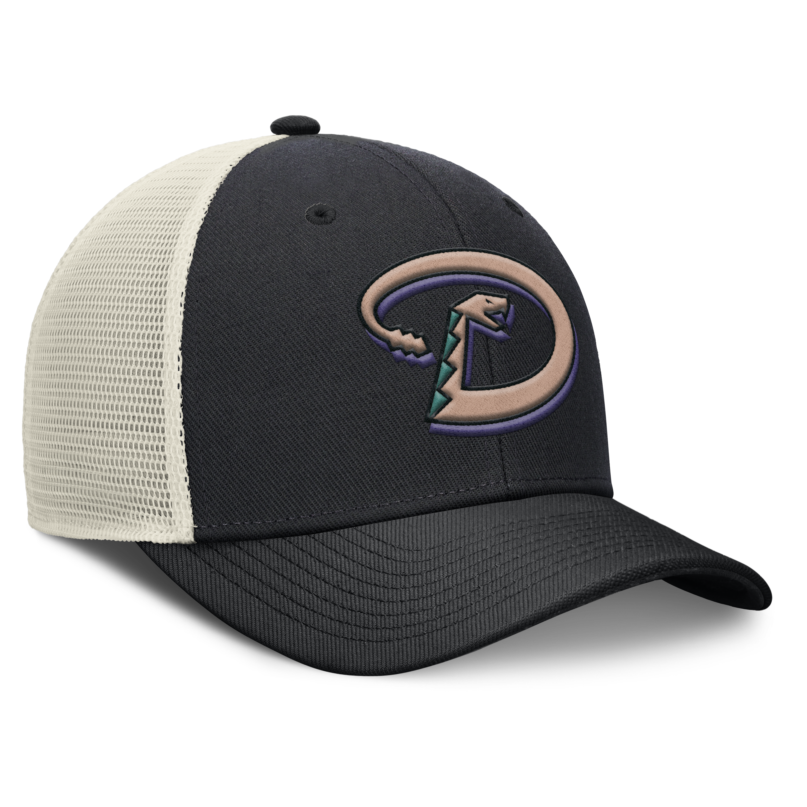 Arizona Diamondbacks Nike Rise Black Adjustable Snapback Trucker Hat Official Team Hat Sports Fan Cap Official NFL Team Hat Football Fan Cap
