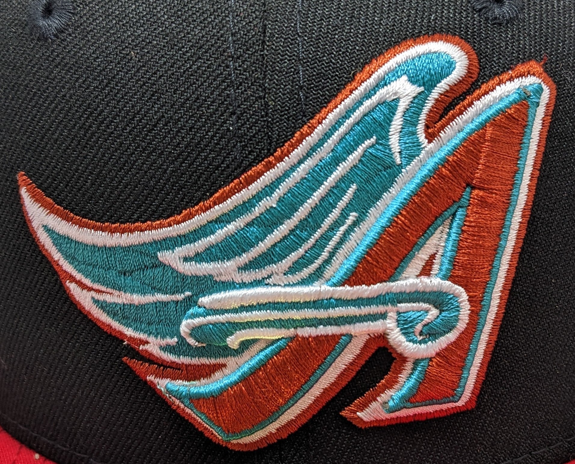 Anaheim Angels New Era 2 Tone Black Red Guns N Roses Inspired Rock Pack 59FIFTY Fitted Hat Official Team Hat Sports Fan Cap Official NFL Team Hat